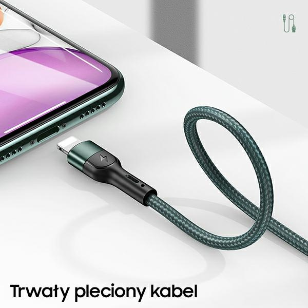 USAMS Kabel pleciony U55 lightning for set U55 zielony/green 1m SJ448USBSG02 (US-SJ448)