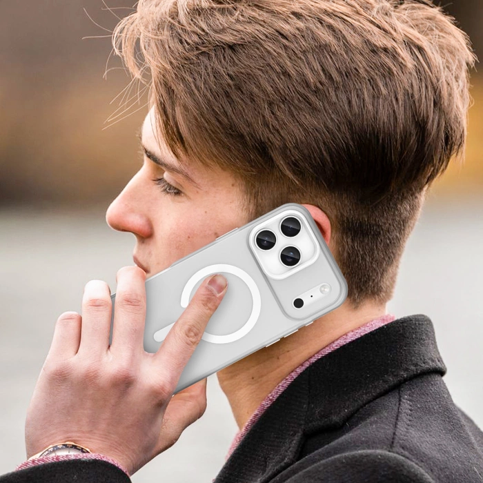 Etui Magnetic iPhone 17 Pro Max Abrasive MagSafe Matowe Białe