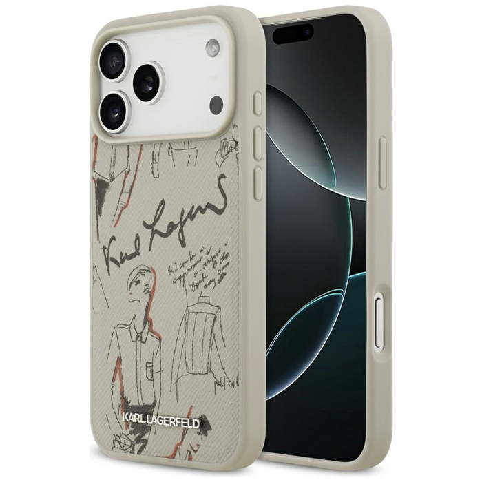 Etui Karl Lagerfeld Grained Pattern &    Logo MagSafe do iPhone 17 Pro Max szary