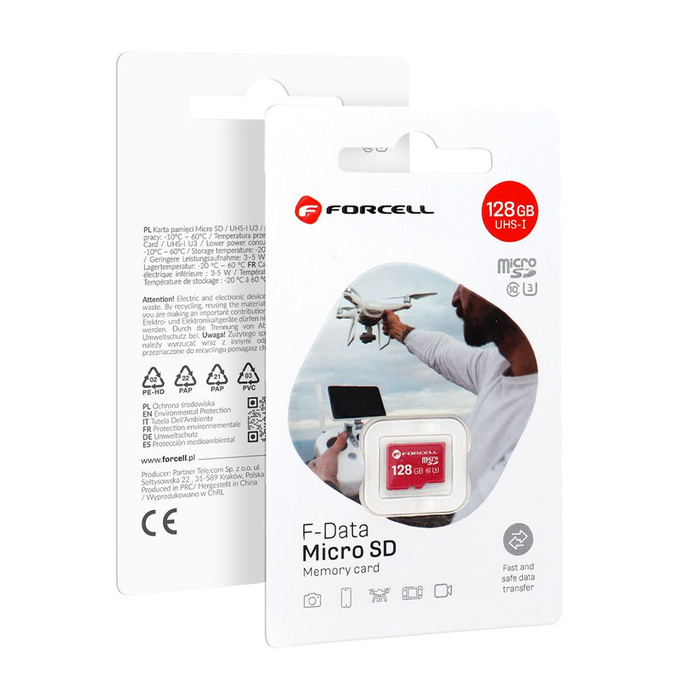 Karta microSD 128GB U3 class 10 Forcell F-Data czerwona