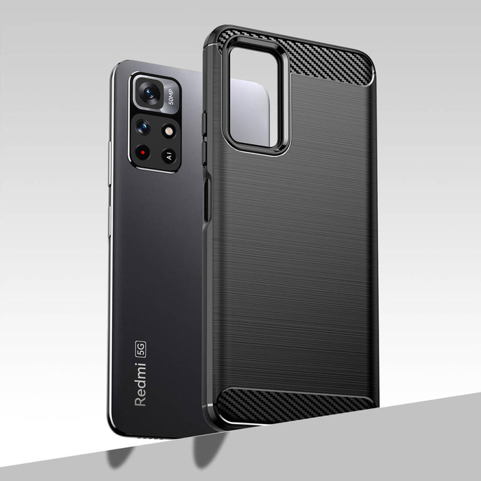 Carbon Case elastyczne etui pokrowiec Xiaomi Redmi Note 11T 5G / Redmi Note 11S 5G / Poco M4 Pro 5G czarny