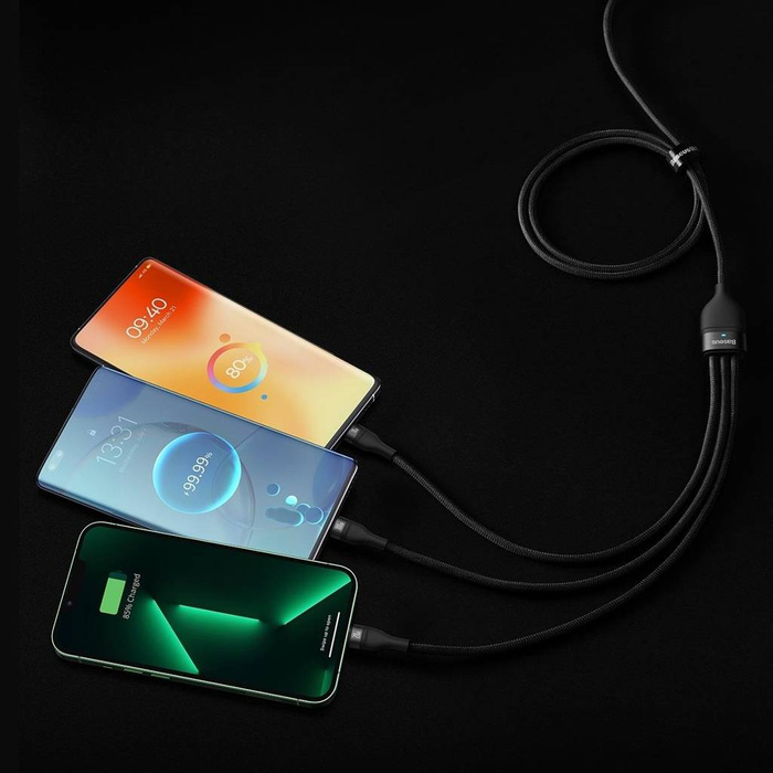 [PO ZWROCIE] Baseus Flash Series II kabel USB Typ C  - USB Typ C / Lightning / micro USB 100 W 1,5 m czarny (CASS030201)