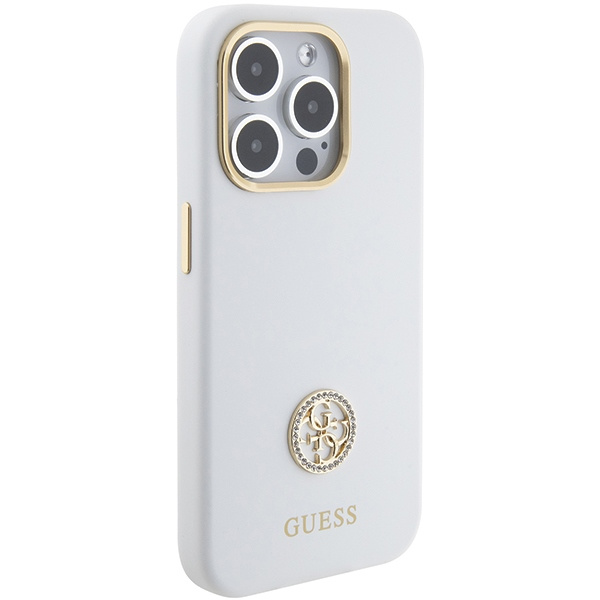 Etui Guess GUHCP15XM4DGPH iPhone 15 Pro Max 6.7" biały/white hardcase Silicone Logo Strass 4G Case