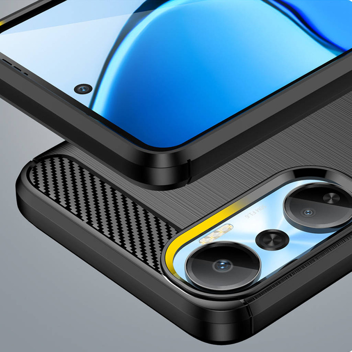 Etui Carbon Case etui do Infinix Hot 20 elastyczny silikonowy karbonowy pokrowiec czarne Case