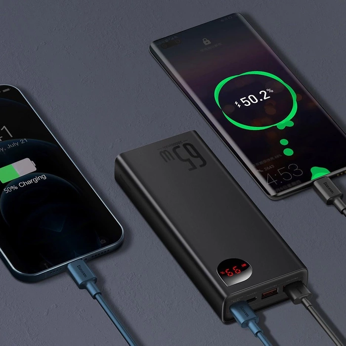 Baseus Adaman power bank 2x USB / 1x USB Typ C / 1x micro USB 20000mAh 65W Quick Charge 4.0 Power Delivery czarny (PPIMDA-D01)