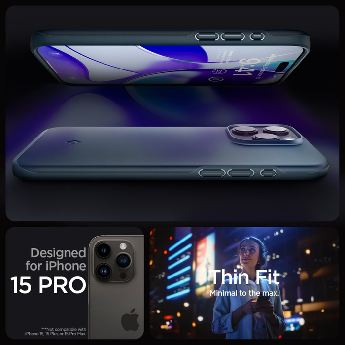 Etui Spigen Thin Fit iPhone 15 Pro Metal Slate Case