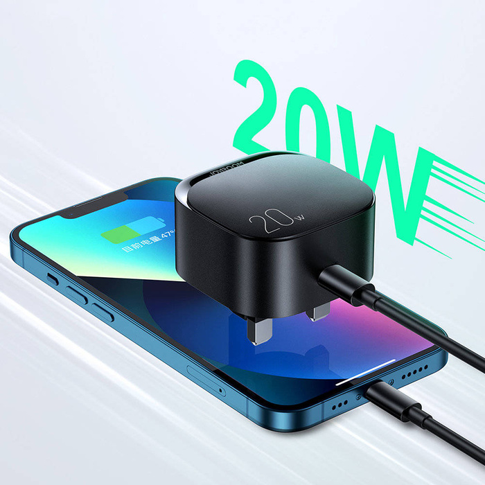 Mała szybka ładowarka USB Typ C PD 20W wtyczka EU czarna (L-P210)