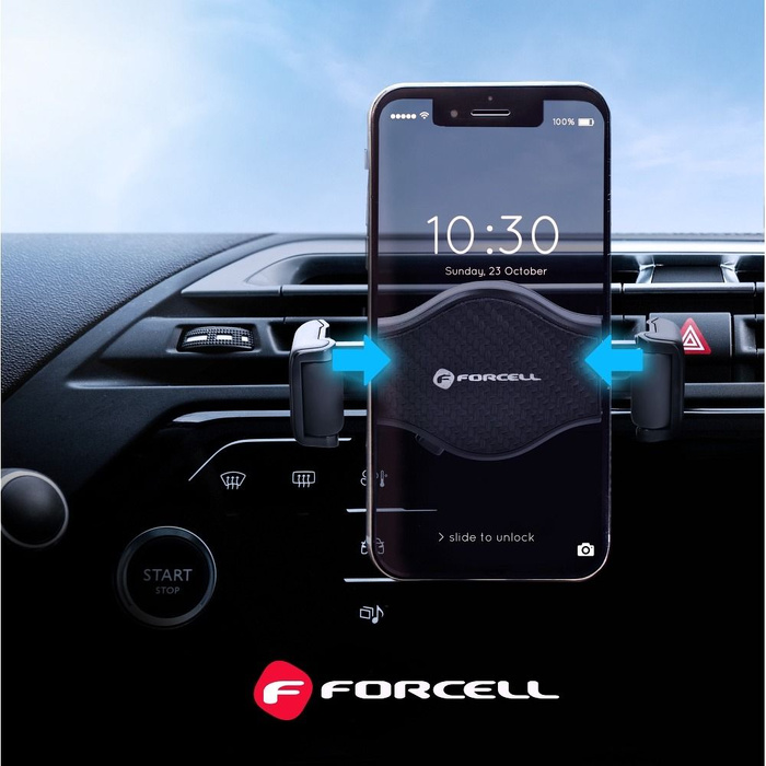 Uchwyt na telefon do samochodu uniwersalny Forcell F-Grip Carbon H-CF509 do kratki czarny
