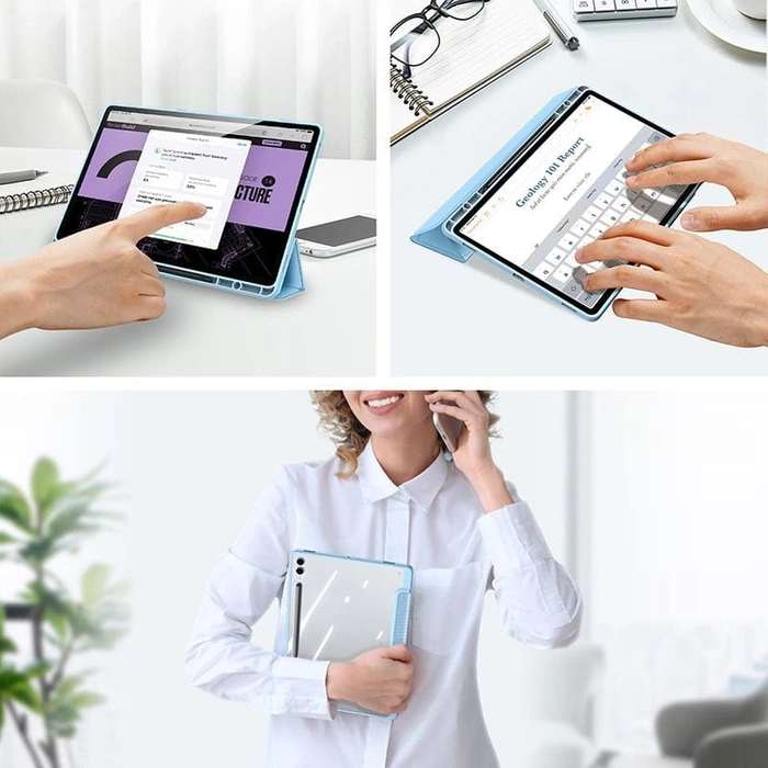 Etui z klapką podstawką Dux Ducis Toby do Samsung Galaxy Tab S9 FE - niebieskie