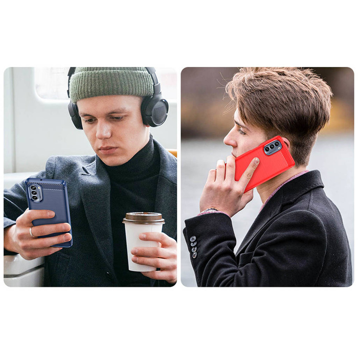 Etui Carbon Case etui do Motorola Moto G62 5G elastyczny silikonowy karbonowy pokrowiec czarne Case