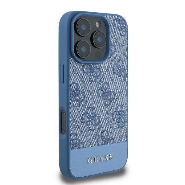 Etui Guess iPhone 16 Pro Max niebieski/blue HC 4G PU Bottom Stripe