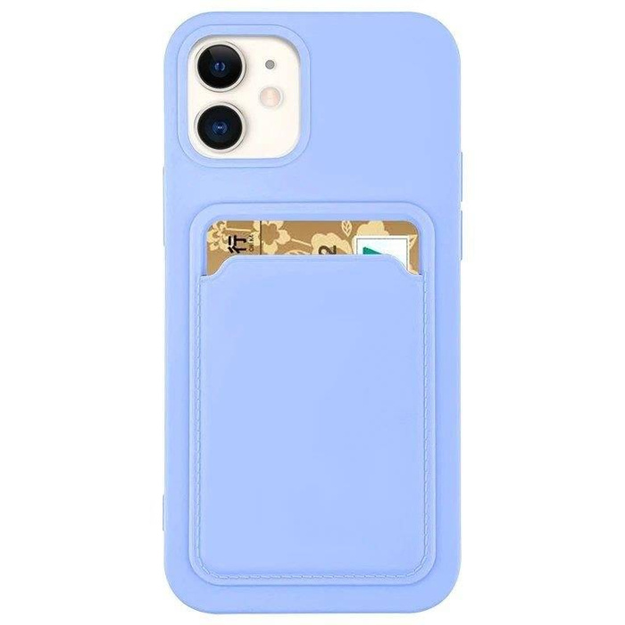 ETUI Card Case silikonowe etui portfel z kieszonką na kartę dokumenty do iPhone 13 Pro Max fioletowy CASE