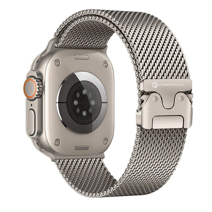 Pasek do Apple Watch Forcell F-Design FA11 zatrzask stal 42 / 44 / 45 / 49 mm srebrny