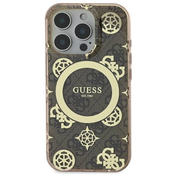 Etui Guess iPhone 16 Pro Max  6.9" brązowy/brown hardcase IML Peony On 4G Background MagSafe