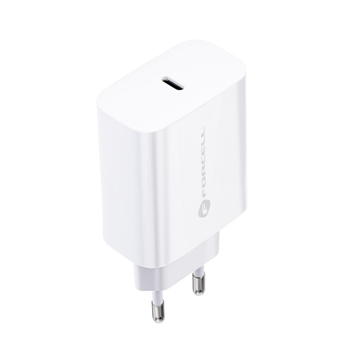 Ładowarka sieciowa do telefonu Forcell F-Energy USB C QC4.0 PD 3A 25W + kabel USB C do USB C TFK-TC-25WPD biała