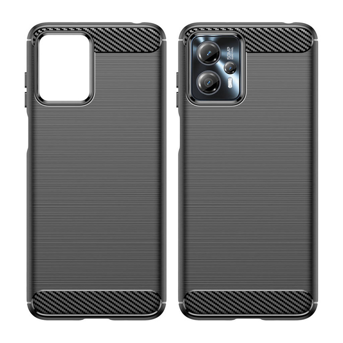 Etui Carbon Case etui do Motorola Moto G53 / G13 elastyczny silikonowy karbonowy pokrowiec czarne Case