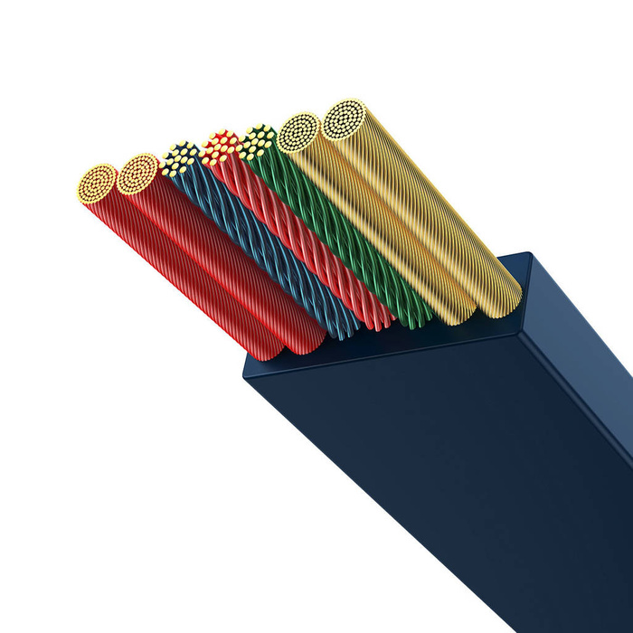 Baseus Bright Mirror 2 zwijany kabel przewód 3w1 USB Typ C - micro USB + Lightning + USB Typ C 3.5A 1.1m niebieski (CAMJ010203)