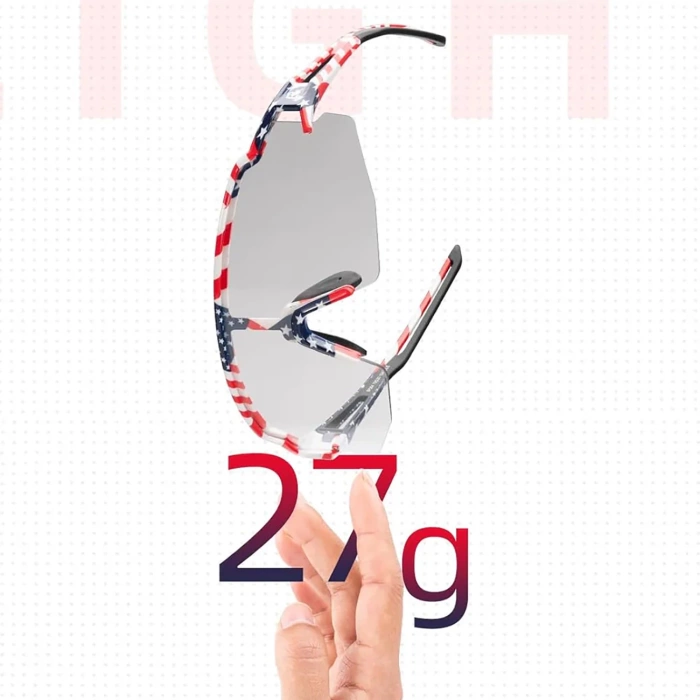 Okulary rowerowe Rockbros fotochromowe z ochroną UV i wkładką korekcyjną 14120008002 - wzór USA - białe