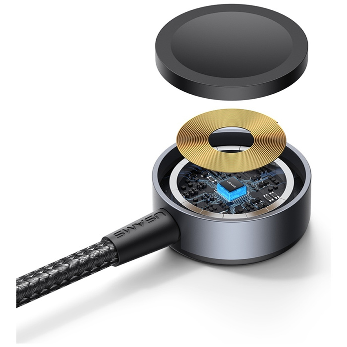 Kabel USAMS Huan 72W USB-C do USB-C z Ładowarką Bezprzewodową do Zegarka SJ754 Matowy