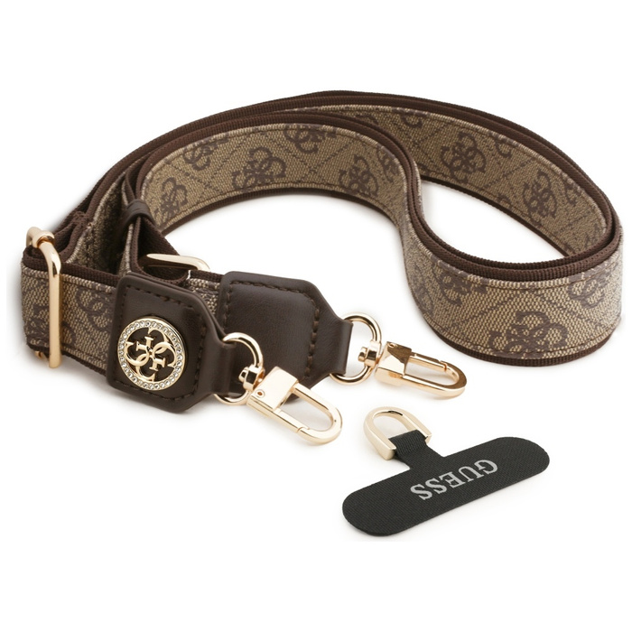 Uniwersalna smycz Guess Universal CBDY   4G Tether Patch Strass Metal Logo brązowy