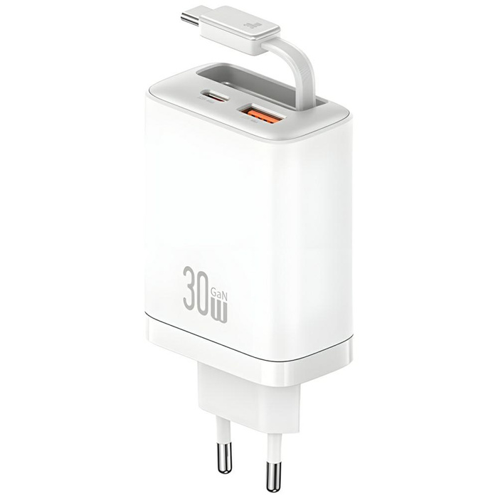 Ładowarka sieciowa USAMS Xiang Series    CC296 30W 1xUSB-C 1xUSB-A + kabel USB-C biały