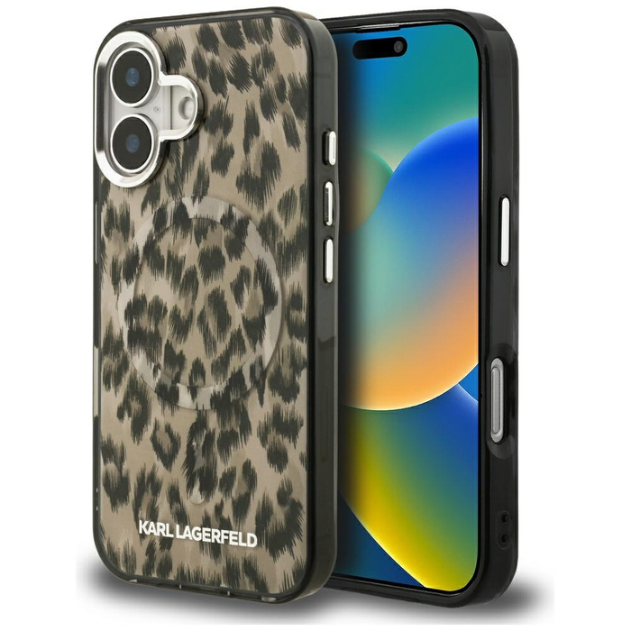 Etui Karl Lagerfeld iPhone 16 IML Leopard Pattern MagSafe Brązowy