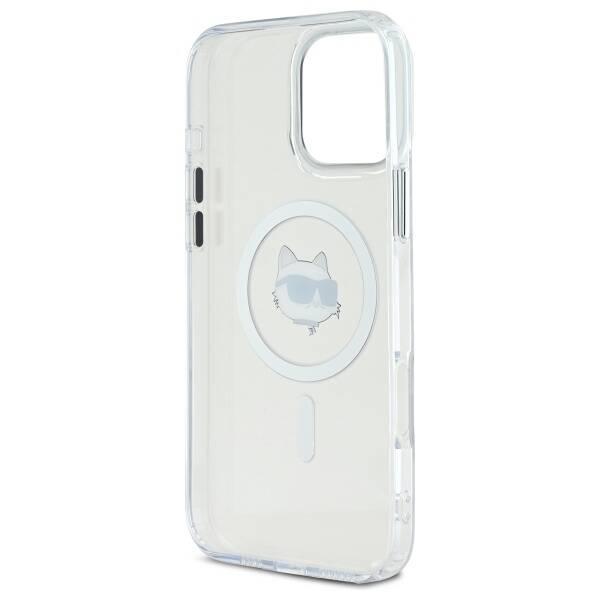 Etui Karl Lagerfeld iPhone 16 Pro 6.3" biały/white hardcase IML Metal Choupette Head MagSafe