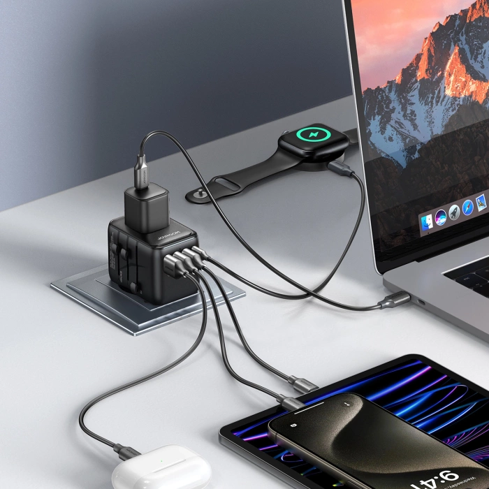 Adapter podróżny Joyroom JR-TCW01 uniwersalny 17W EU / US / UK / JP / AU / CN - czarny