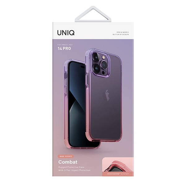 UNIQ etui Combat Duo iPhone 14 Pro 6,1" liliowo-różowy/lilac lavender-pink