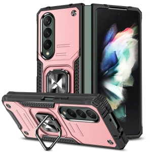 Wozinsky Ring Armor etui Samsung Galaxy Z Fold 4 pancerny pokrowiec uchwyt magnetyczny ring różowe złoto