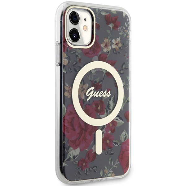 Etui Guess GUHMN61HCFWSA iPhone 11 / Xr 6.1" zielony/khaki hardcase Flower MagSafe Case
