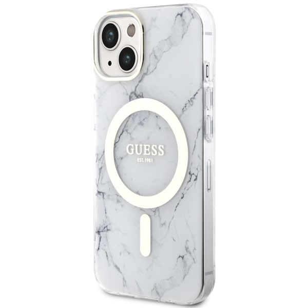 Etui Guess GUHMP14SPCUMAH iPhone 14 6.1" biały/white hardcase Marble MagSafe Case