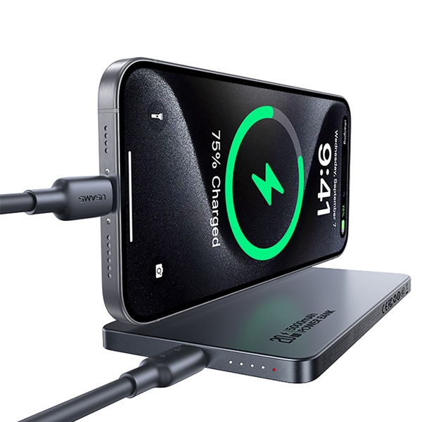 USAMS Powerbank indukcyjny 5000mAh 20W    PD Fast Charge biały/white CY Series 5KCD23103 (US-CD231)