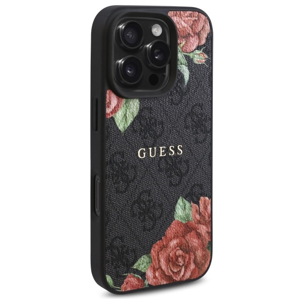 Guess GUHMP16LP4ROPEMCK iPhone 16 Pro     6.3" czarny/black hardcase 4G Flowers Print MagSafe
