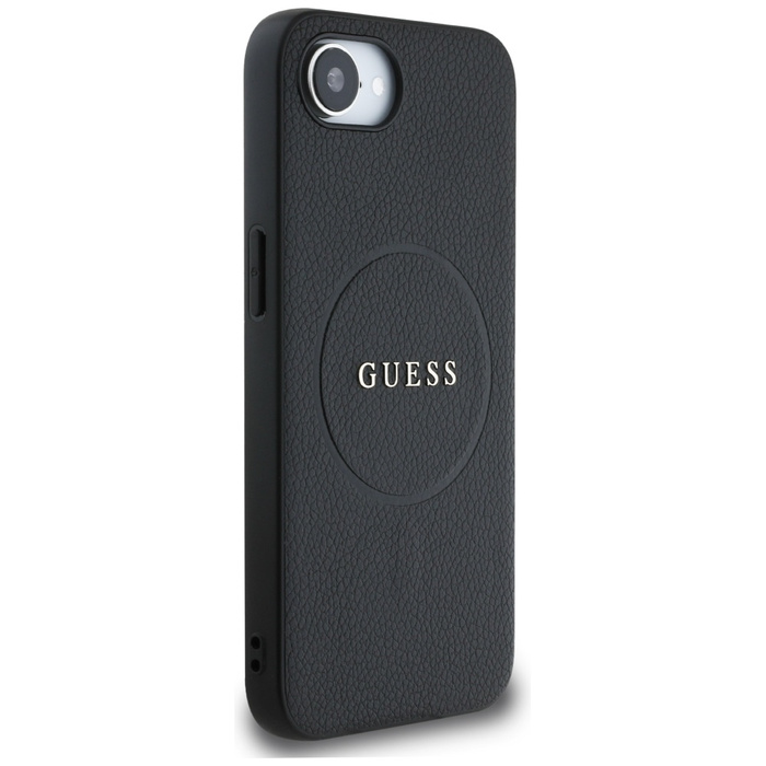 Etui Guess Grained Ring MagSafe do       iPhone 16e czarny