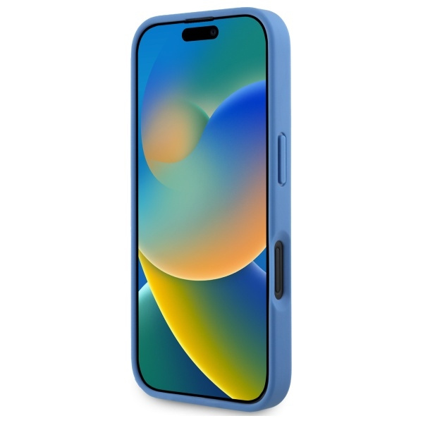 Etui Guess iPhone 16 6.1" niebieski/blue hardcase Leather Metal Logo Strass Crossbody