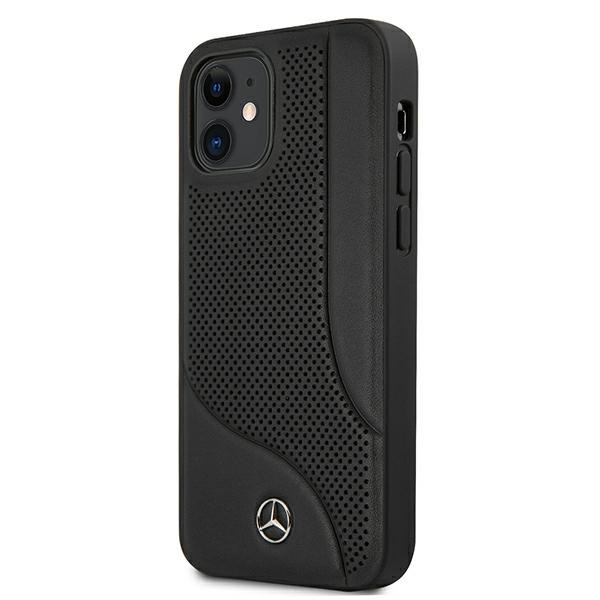 Etui MERCEDES Apple iPhone 12 Mini Leather Perforated Area Czarny Hardcase