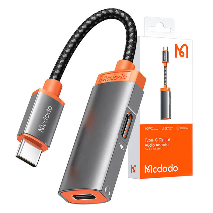 Adapter USB-C do 2x USB-C Mcdodo CA-0520, PD 60W (czarny)