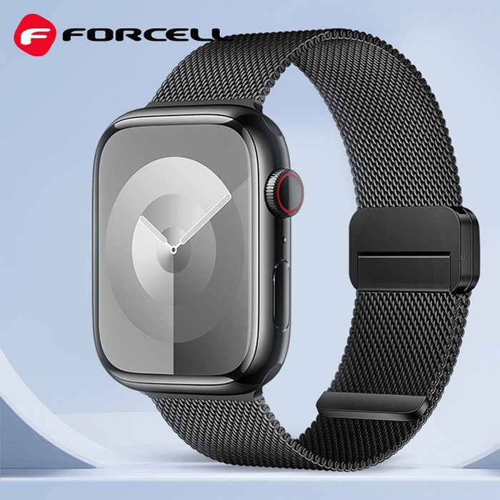 Pasek do Apple Watch Forcell F-Design FA14 magnetyczny stal 42 / 44 / 45 / 49 mm czarny