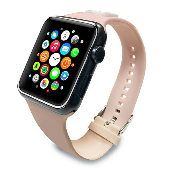 Pasek KARL LAGERFELD Apple Watch 42 44 45mm Strap Silicone Choupette Heads Różowy