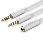Rozdzielacz Audio UGREEN Kabel AUX Mini Jack 3,5 mm Do Słuchawek Z Mikrofonem 28cm Biały 20897
