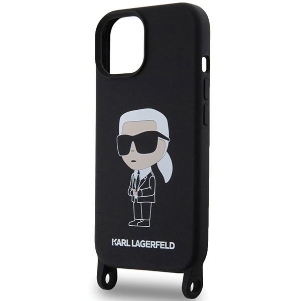 Etui Karl Lagerfeld KLHCP15SSCBSKNK iPhone 15 6.1" hardcase czarny/black Crossbody Silicone Ikonik Case