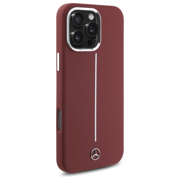 Etui Mercedes iPhone 16 Pro Max 6.9" czerwony/red hardcase Silicone White Stripe MagSafe