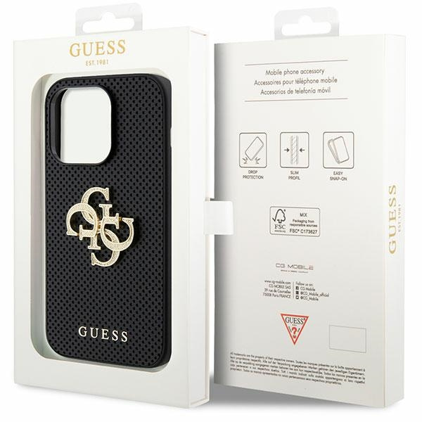 Etui Guess GUHCP15LPSP4LGK iPhone 15 Pro 6.1" czarny/black hardcase Leather Perforated 4G Glitter Logo Case