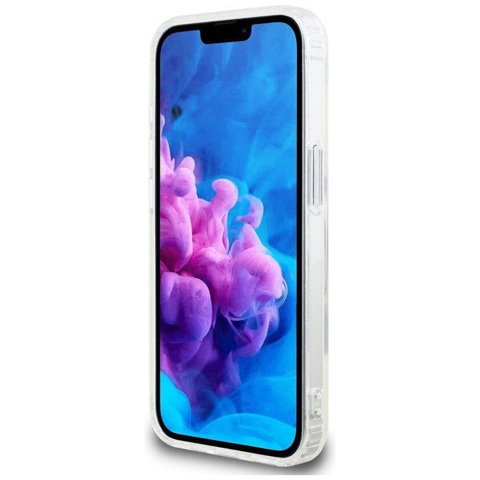 Etui Guess IML Glitter Circle MagSafe do iPhone 16e przezroczysty