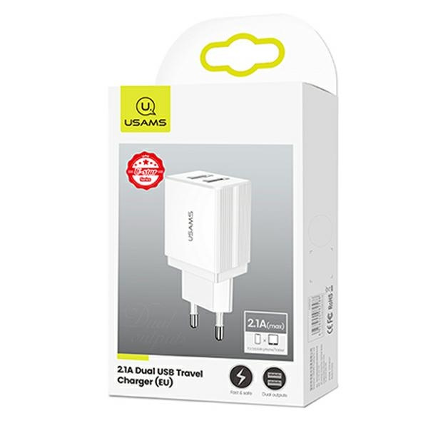 USAMS Ład. siec. 2xUSB T24 2,1A biały /white CC90TC01 (US-CC090)