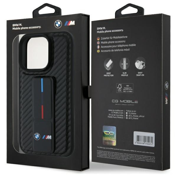 Etui BMW iPhone 16 Pro Max 6.9" czarny/black hardcase M Grip Stand Smooth and Carbon