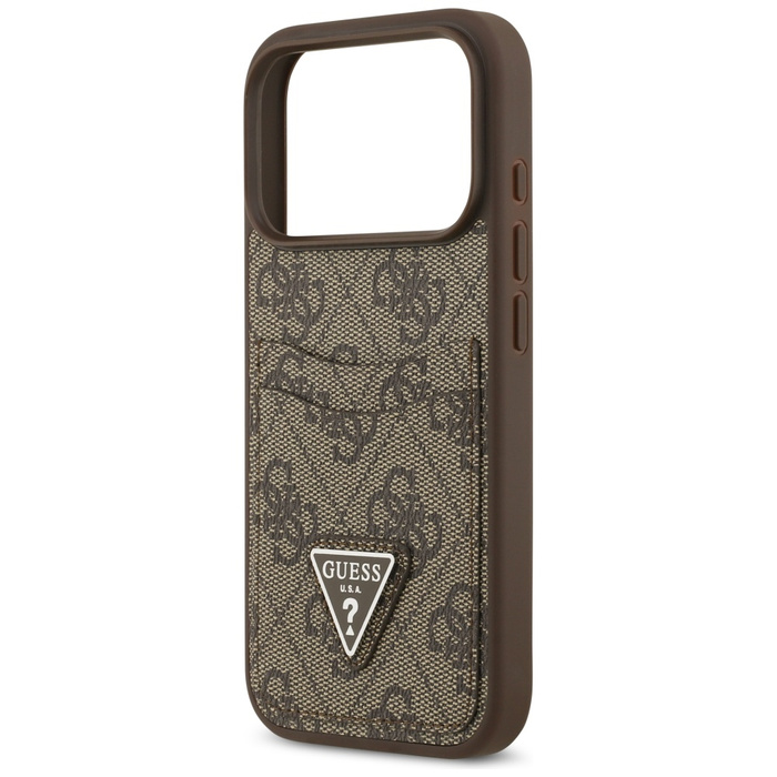 Etui Guess 4G Double Card Triangle do    iPhone 17 Pro brązowy