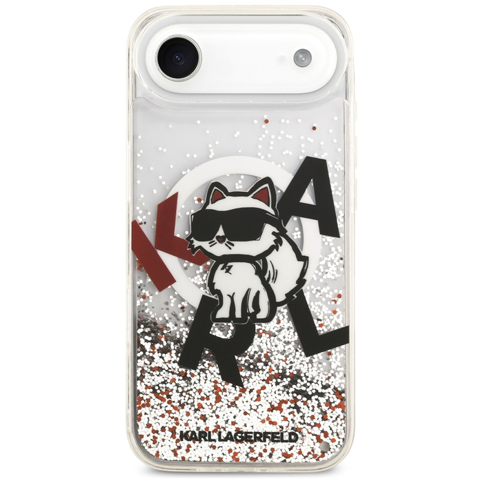 Etui Karl Lagerfeld Liquid Glitter       Choupette Logo MagSafe do iPhone Air przezroczysty