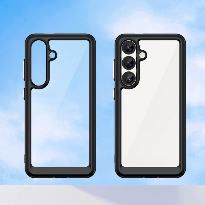 Etui Outer Space Case na Samsung Galaxy S25 Edge pokrowiec z elastyczną ramką - czarne